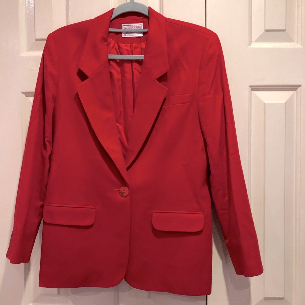 Pendleton Vintage Sports Blazer Jacket 100% Virgin Wool Size 8P Red